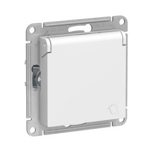 Механизм розетки с заземлением со шторками с крышкой, 16А, IP20 Schneider Electric ATLASDESIGN, цвет белый