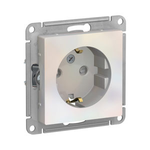 Механизм розетки с заземлением со шторками, 16А Schneider Electric ATLASDESIGN, цвет жемчуг