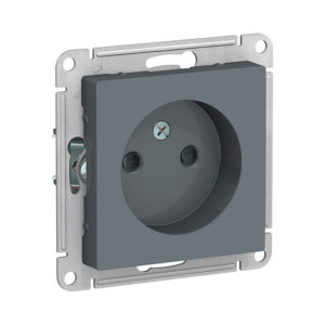 Механизм розетки без заземления со шторками, 16А Schneider Electric ATLASDESIGN, цвет грифель