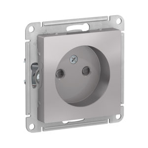 Механизм розетки без заземления со шторками, 16А Schneider Electric ATLASDESIGN, цвет алюминий