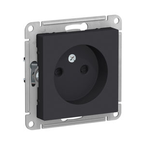 Механизм розетки без заземления со шторками, 16А Schneider Electric ATLASDESIGN, цвет карбон