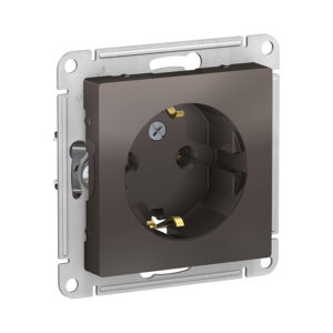 Механизм розетки с заземлением, 16А Schneider Electric ATLASDESIGN, цвет мокко