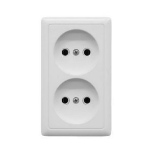 Розетка двойная без заземления без шторок открытой установки Schneider Electric Хит, цвет белый